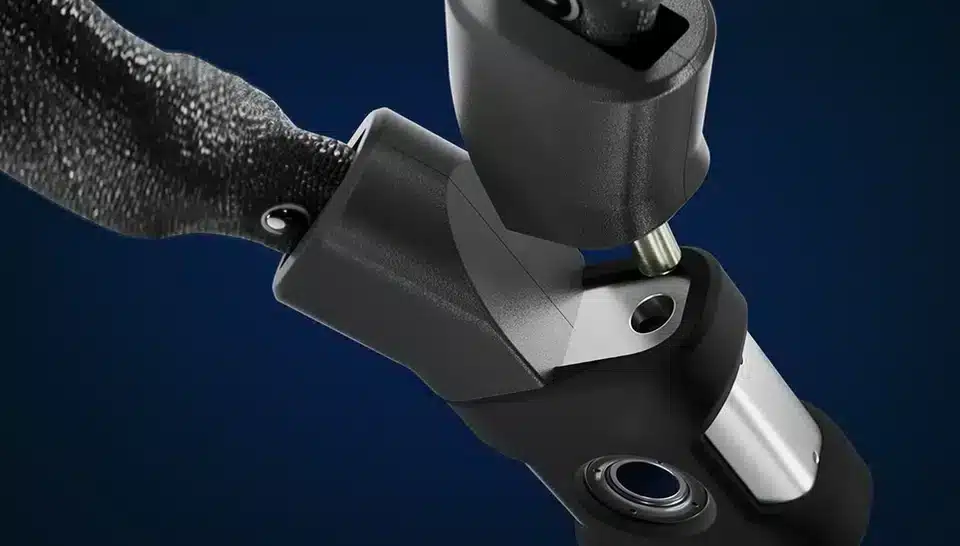 Nahaufnahme des ABUS YARDO Fingerprint 7807F Fahrradschlosses mit Kette und Verriegelungsmechanismus