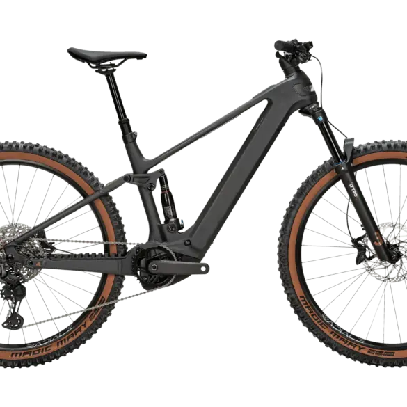 Seitenansicht eines schwarzen BULLS Sonic AM 1 2025 Diamant E-Mountainbikes.