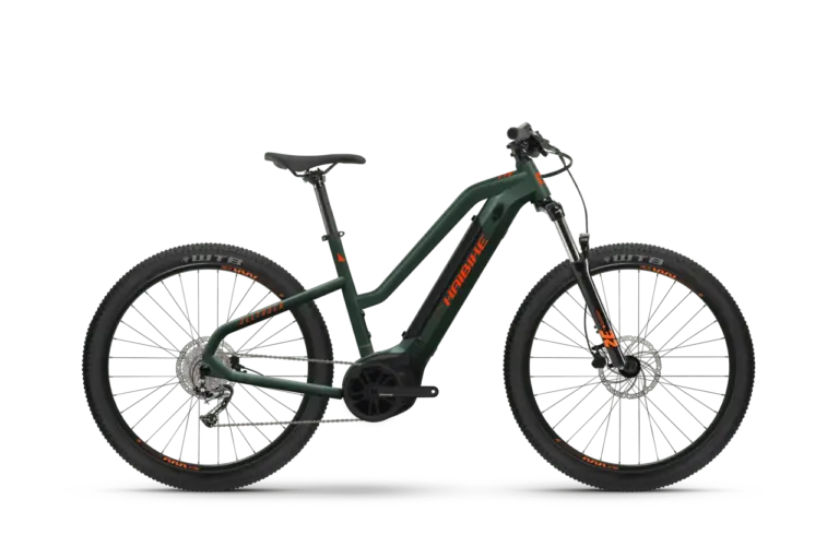 HAIBIKE ALLTRACK eMTB in olive/orange mit Bosch Antrieb und 27,5 Zoll Laufrädern