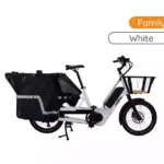 AddBike Family White Lastenrad mit schwarzer Textilkabine und Frontkorb