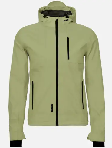 Canyon Fahrrad Regenjacke mit Kapuze in hellem Grün, frontal fotografiert