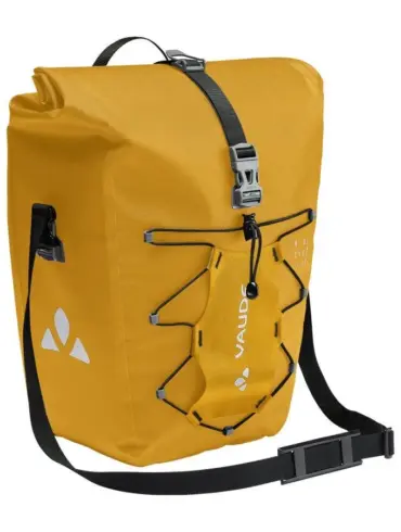 Gelbe VAUDE Proof Back TR Single Fahrradtasche mit Rollverschluss und Tragegurt