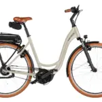 Riese & Müller Swing5 E-Bike in Almond mit braunen Reifen und Sattel, Seitenansicht