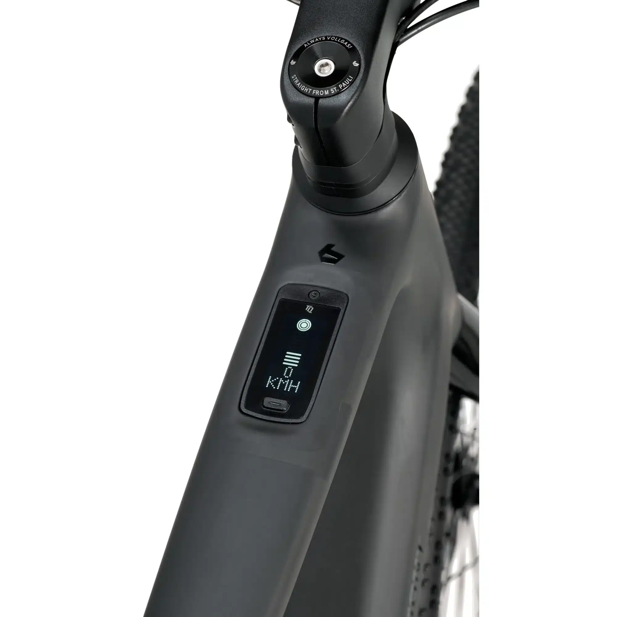 Nahaufnahme des TQ-Displays im Oberrohr des Bergamont E-Grandurance Elite E-Gravel-Bikes