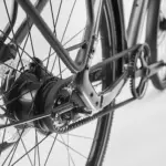 Detailaufnahme des Antriebsstrangs eines Diamant Mahon Style Plus Fahrrads, Fokus auf die Shimano Nexus 8-Gang Nabenschaltung und den Gates CenterTrack Riemenantrieb, inklusive Kassette und Bremsscheibe.