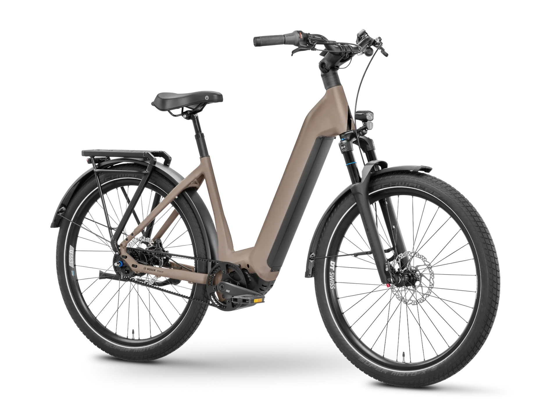 ROSE Mayor Plus 2 LowStep E-Bike in der Farbe Wet Sand, Seitenansicht
