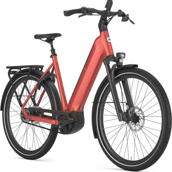 Gazelle Ultimate C5+ E-Bike in Metallic Orange mit tiefem Einstieg, Gepäckträger und Scheibenbremsen