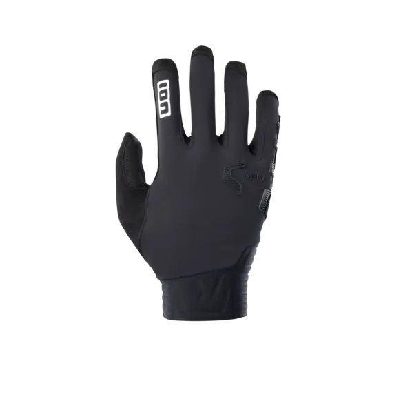 Schwarzer ION Gloves Scrub Amp Unisex Mountainbike-Handschuh, Handrückenansicht