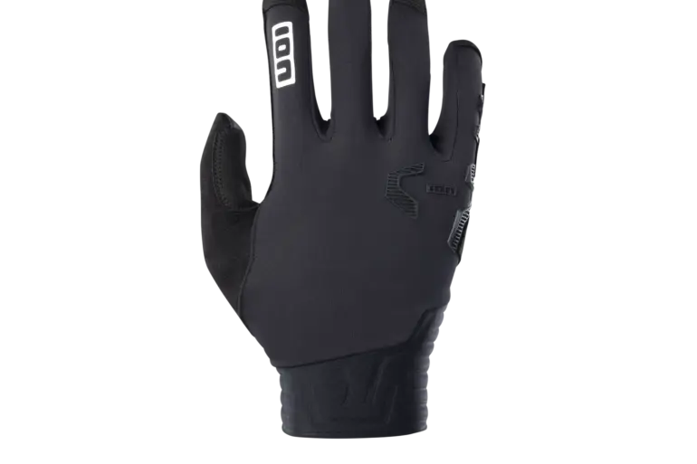 Schwarzer ION Gloves Scrub Amp Unisex Mountainbike-Handschuh, Handrückenansicht