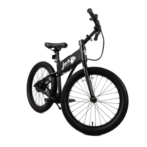 Schwarzes JackRabbit OG2 E-Bike, leicht und faltbar, mit 20-Zoll-Reifen.