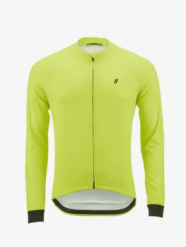 Langärmliges ROSE M Thermo Jersey Fluo in leuchtendem Gelb auf weißem Hintergrund