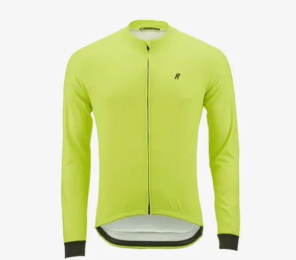 Langärmliges ROSE M Thermo Jersey Fluo in leuchtendem Gelb auf weißem Hintergrund