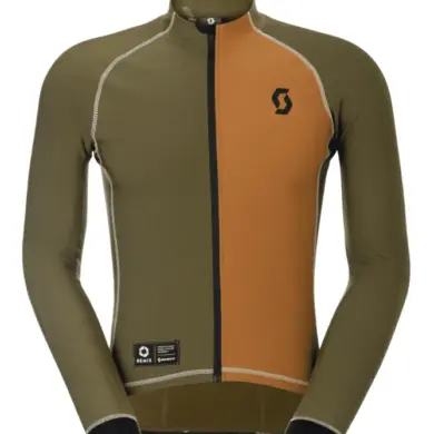 SCOTT Pro Warm LS-Remix Langarmtrikot in bread brown und fir green, Vorderansicht