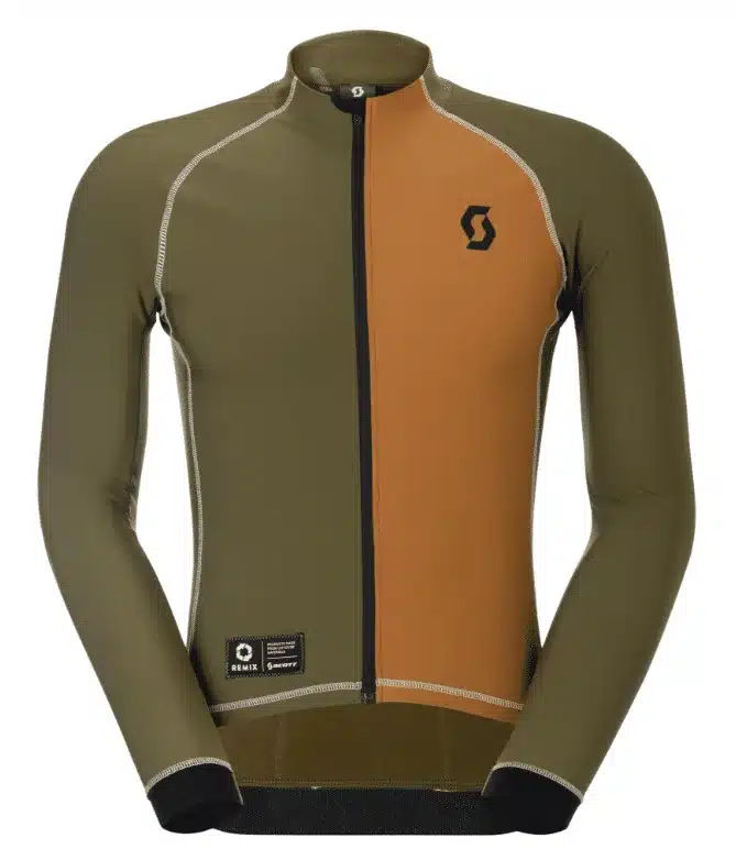 SCOTT Pro Warm LS-Remix Langarmtrikot in bread brown und fir green, Vorderansicht