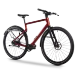 Rotes STADTFUCHS Urban E-Bike mit modernem Stahlrahmen und sportlichem Design