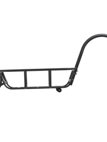 Schwarz lackierter einspuriger Fahrradanhänger Tout Terrain Mule mit Federung und Anhängerkupplung auf weißem Hintergrund.