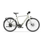 Ein weiß-grünes ADO AIR 30 Pro Ultra E-Bike von der Seite gesehen.
