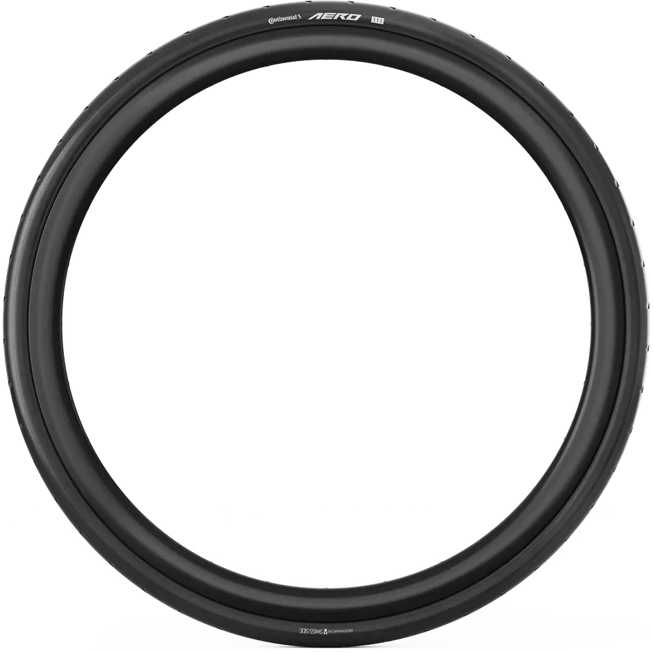 Continental AERO 111 Rennradreifen in Schwarz, von vorne betrachtet.