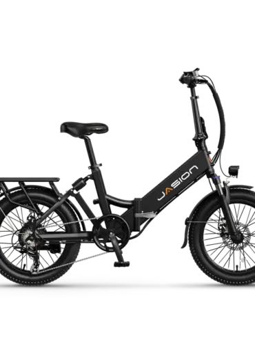 Schwarzes, faltbares Jasion EB7 ST E-Bike im Seitenprofil