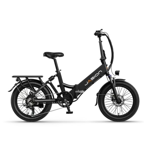 Schwarzes, faltbares Jasion EB7 ST E-Bike im Seitenprofil