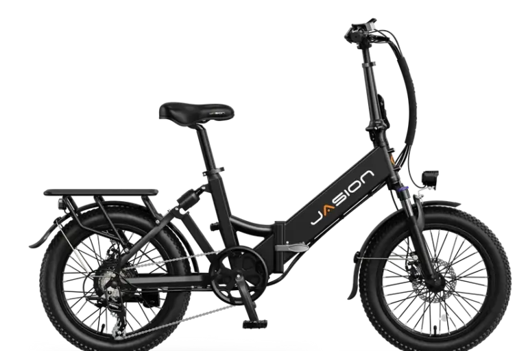Schwarzes, faltbares Jasion EB7 ST E-Bike im Seitenprofil
