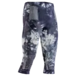 X-BIONIC Energy Accumulator Wild 3/4 Pants in dunklem Marmor-Muster mit weißen Akzenten und silbernen Zonen.