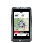 Fahrradcomputer SIGMA ROX 12.1 EVO zeigt auf seinem Display eine Navigationsroute auf einer Karte mit Höhenprofil und Daten zur Distanz und zum Aufstieg.