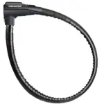 Schwarzes Trelock PK 460 Panzerkabelschloss, auf weißem Hintergrund isoliert.