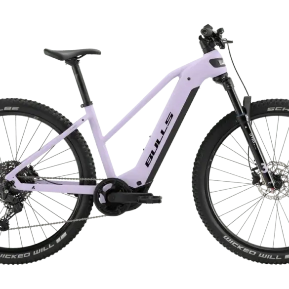 BULLS Copperhead EVO 1 Trapez E-Mountainbike in der Farbe Moor Green Matt, mit Fokus auf den Rahmen und die Reifen.