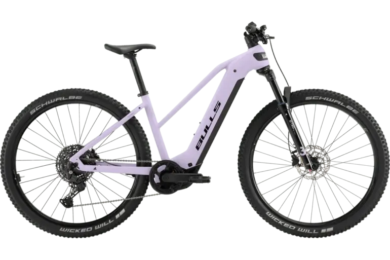 BULLS Copperhead EVO 1 Trapez E-Mountainbike in der Farbe Moor Green Matt, mit Fokus auf den Rahmen und die Reifen.