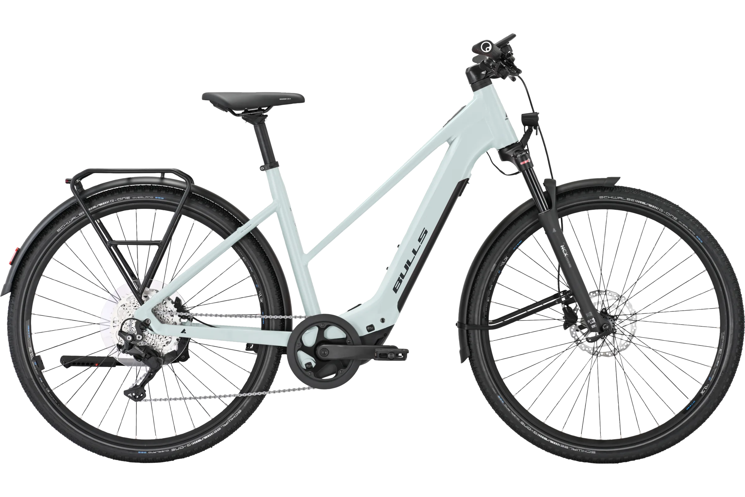 Seitenansicht eines BULLS Cross Lite EVO SX 1 Trekking-E-Bikes in alpine grey.