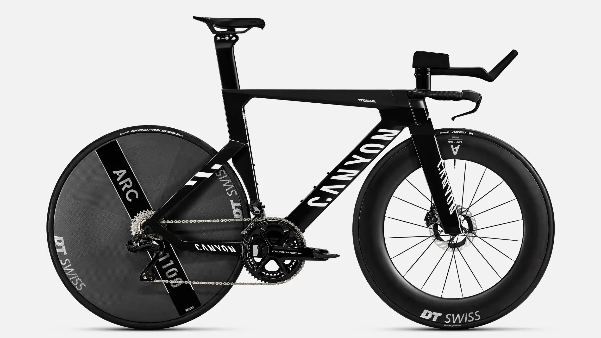Canyon Speedmax CFR TT Zeitfahrrad in Schwarz mit Dura-Ace Di2 Komponenten und DT Swiss Laufrädern
