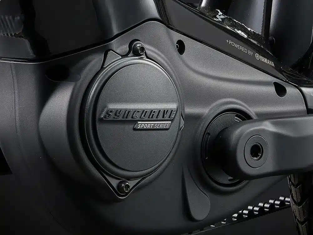 Detailansicht des schwarzen Motors des Giant AnyTour E+ 1 E-Bikes mit der Aufschrift