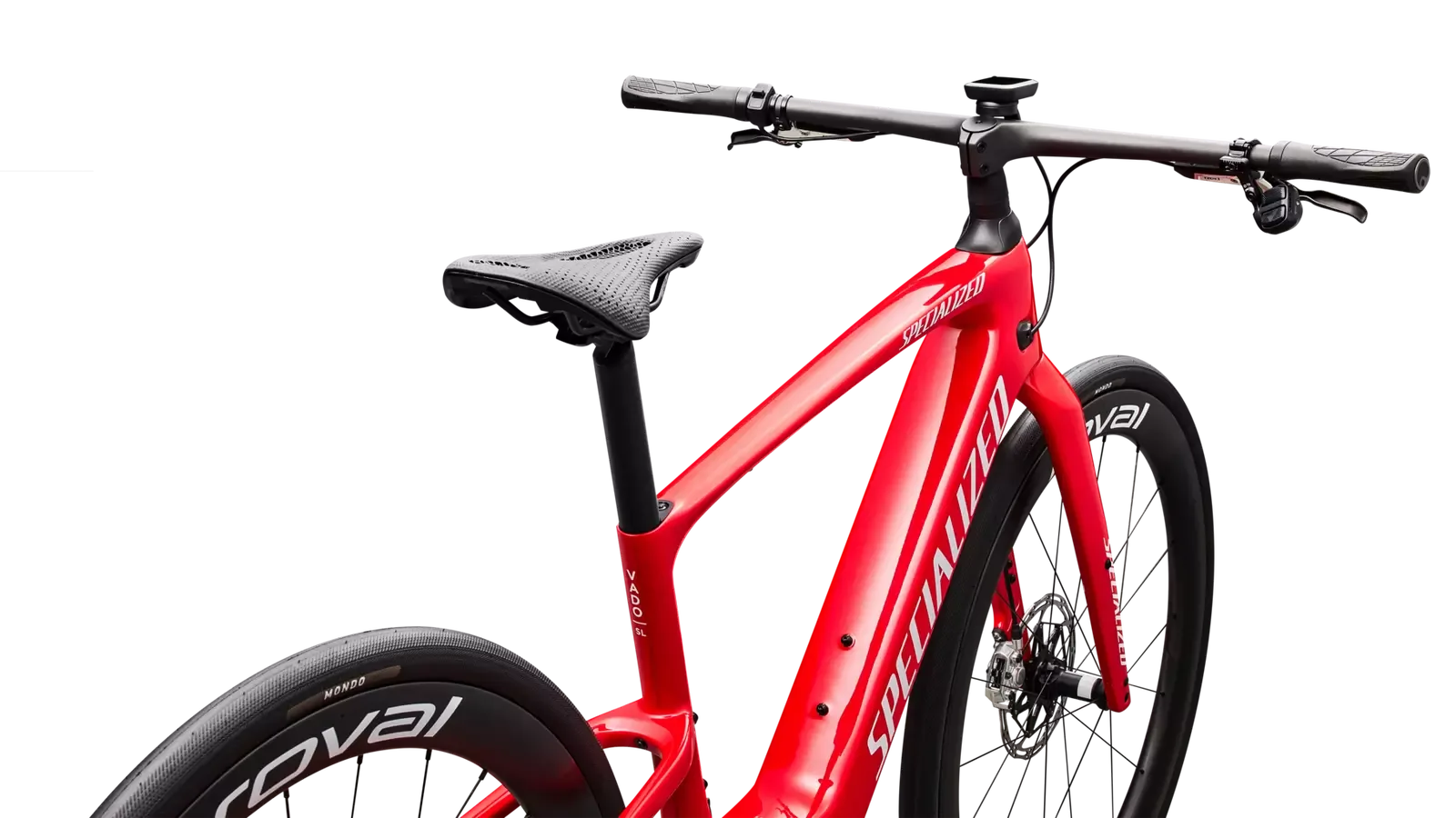 Rotes Specialized Vado SL 2 LTD S-Racing E-Bike mit schwarzem Lenker und Sattel