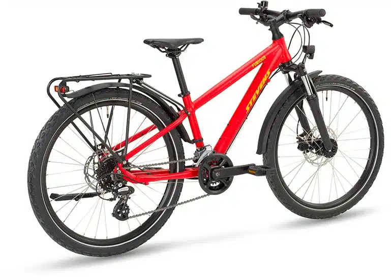 Rotes Stevens Furious Tour 24 Fahrrad, geeignet für Kinder und Jugendliche für den Schulweg und Waldwege.