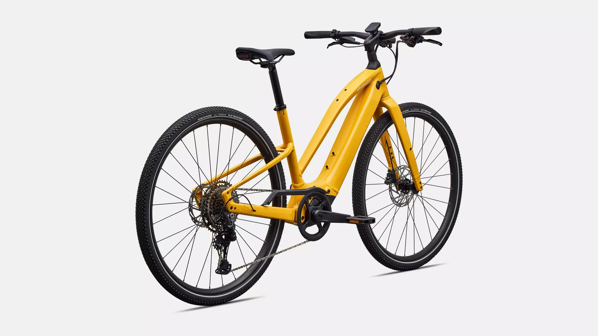 Gelbes Specialized Turbo Vado SL 2 4.0 Step-Through E-Bike, Seitenansicht.