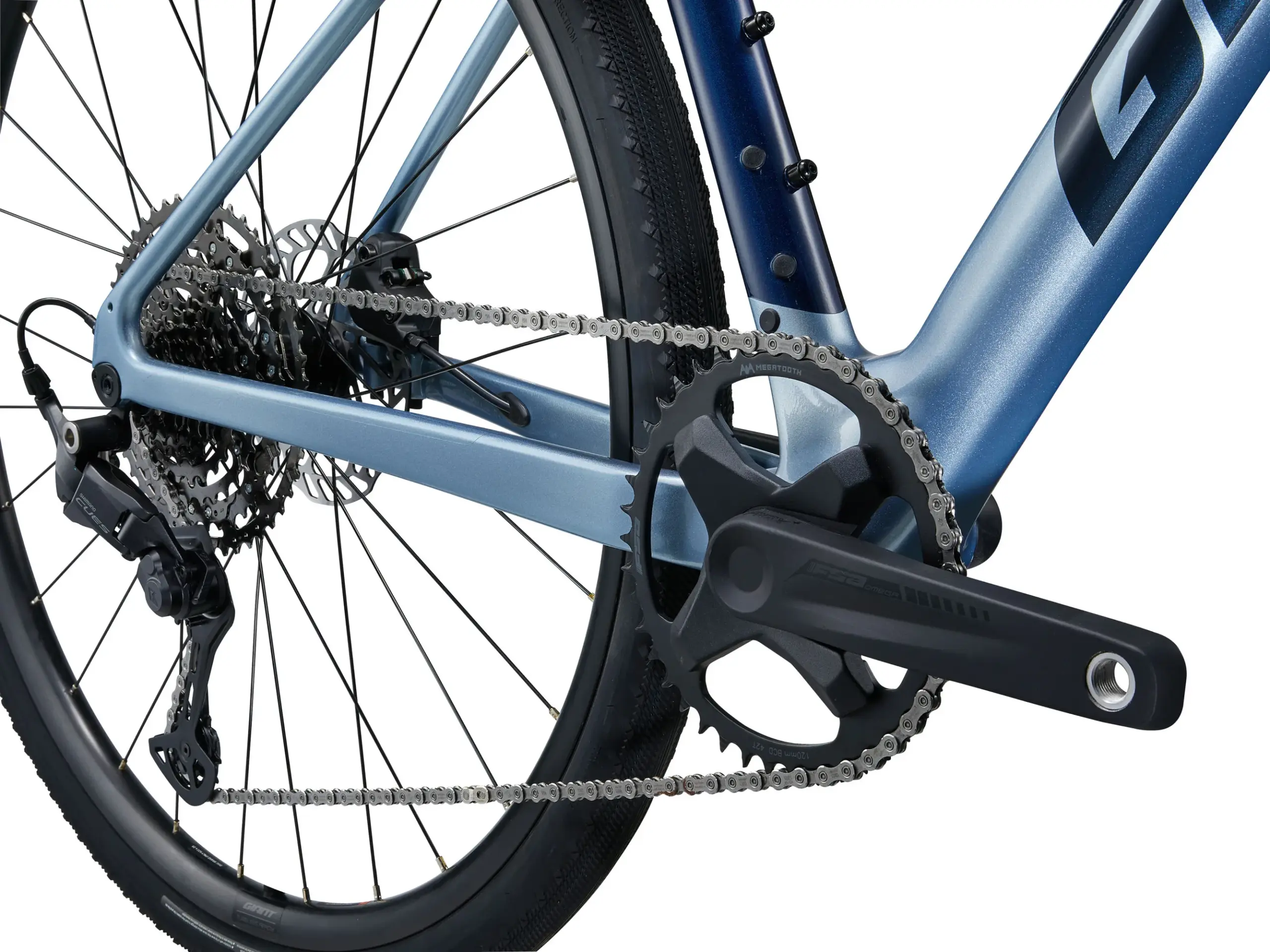 Detailansicht des Fahrradantriebs mit Kassette, Kette und Kettenblatt