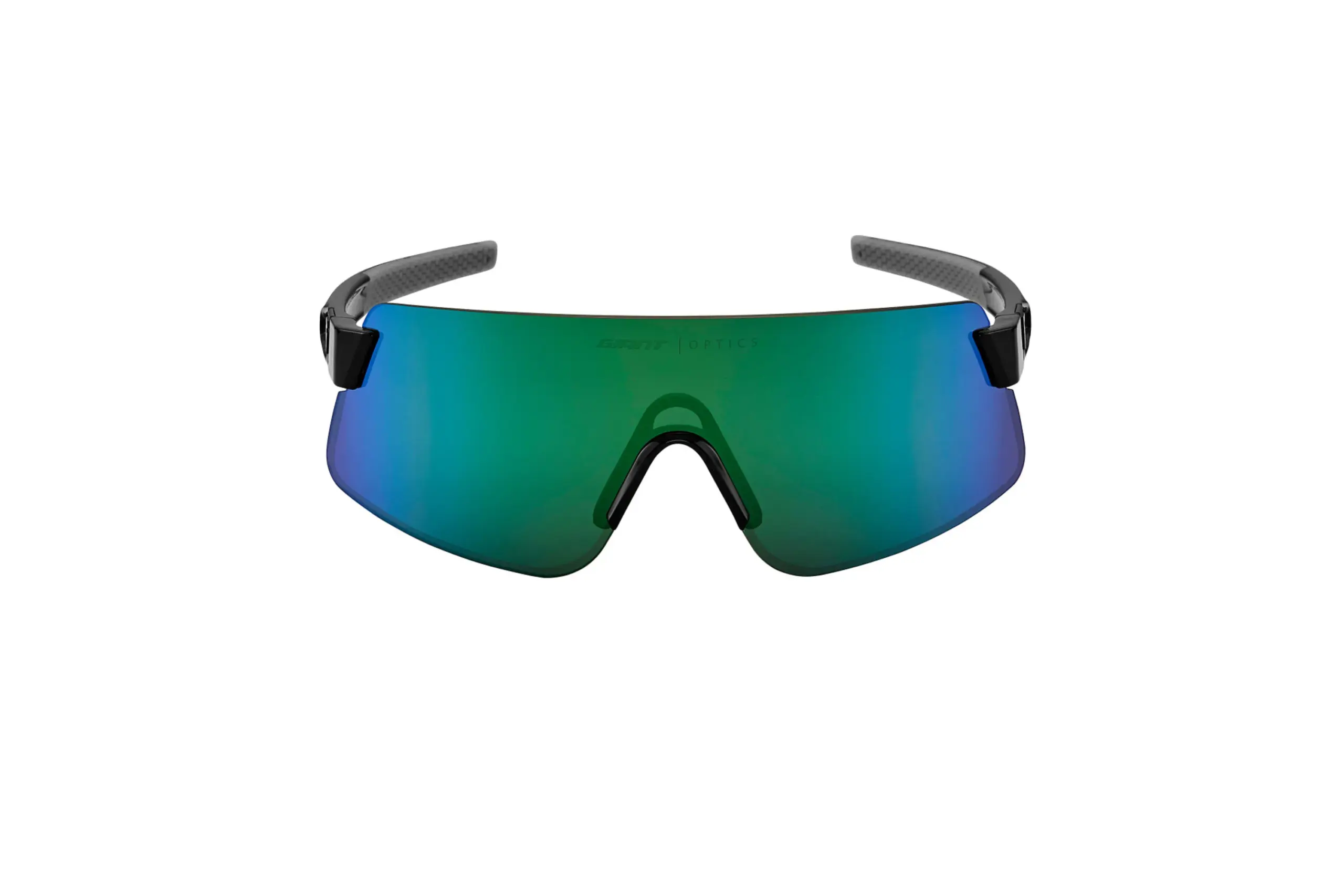 Giant Helio Sonnenbrille mit großen, spiegelnden Gläsern in Grün und Blau.