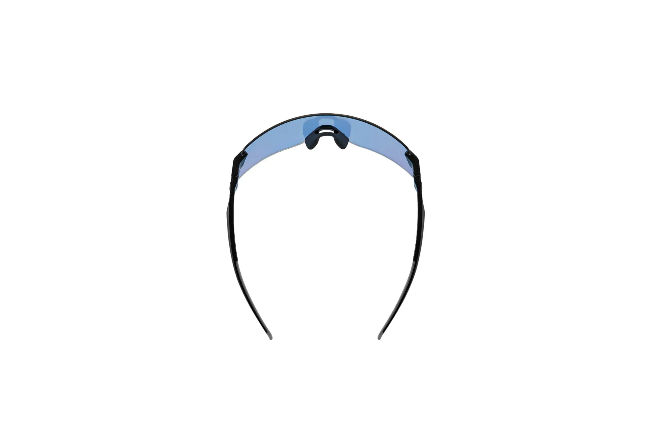 Obenansicht der Giant Helio Fahrradsonnenbrille mit blau verspiegelten Gläsern und schwarzem Rahmen