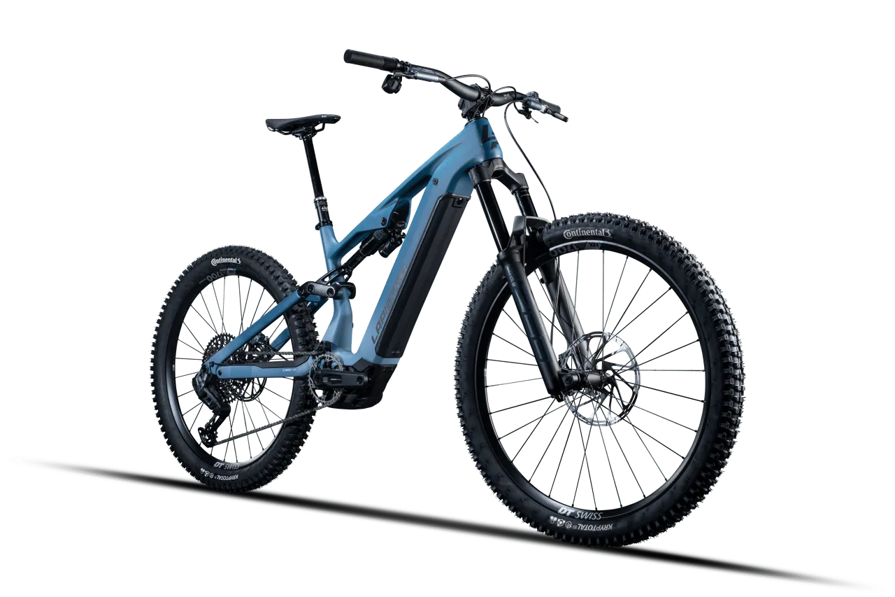 Lapierre Overvolt AM CF 7.8 E-MTB in Tidal Teal Blue Satin mit Carbonrahmen, Bosch Performance Line CX Motor und 800-Wh-Akku.