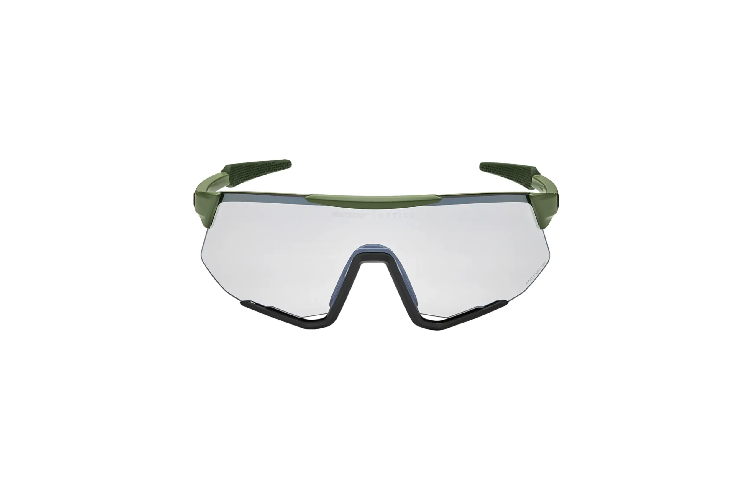 Grüne Lumea Radbrille mit klaren FotoVis Gläsern und breitem Rahmen.