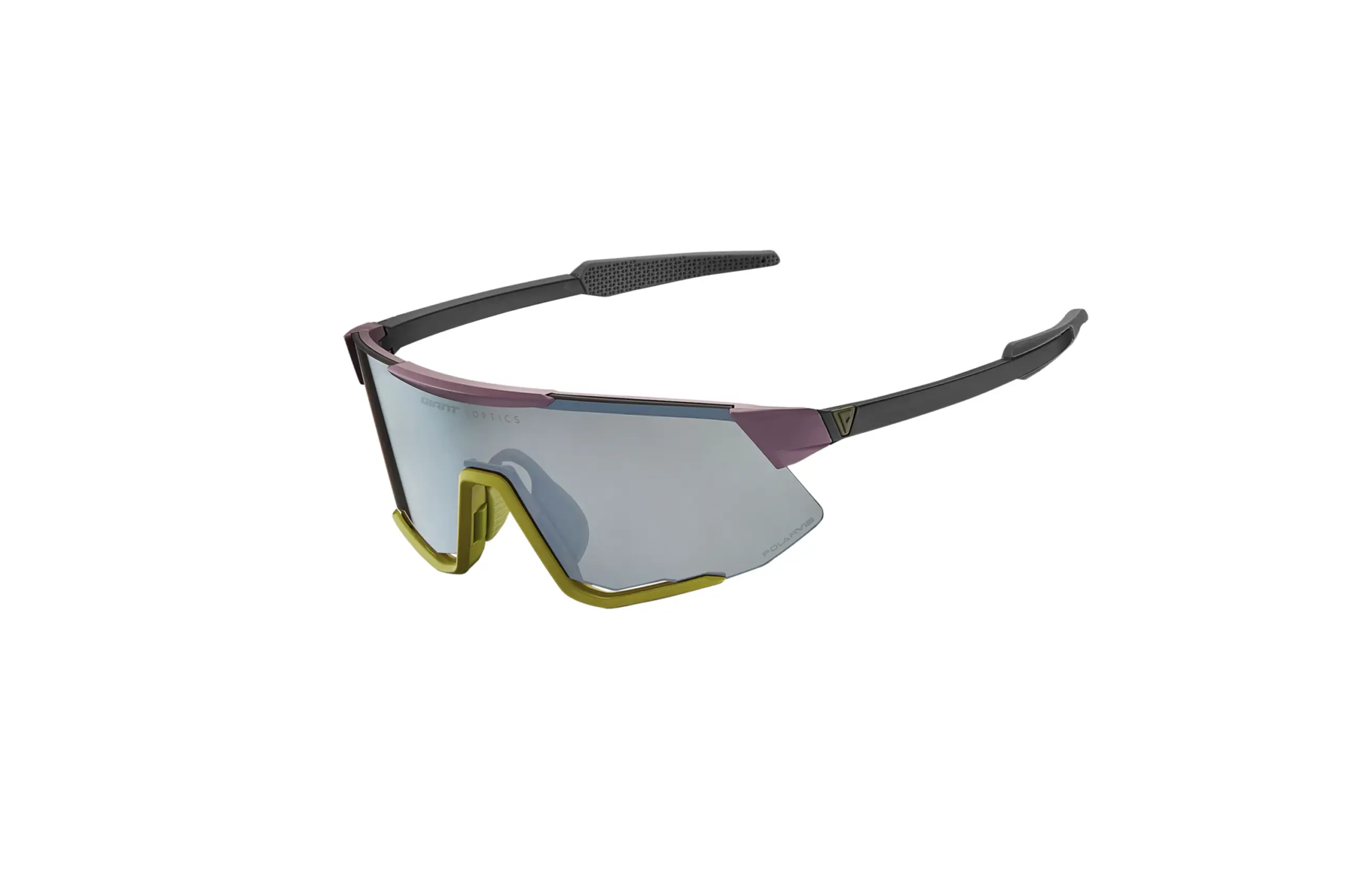 Sportliche Lumea Sonnenbrille in der Farbe Flieder und Gelb mit verspiegelten Gläsern und