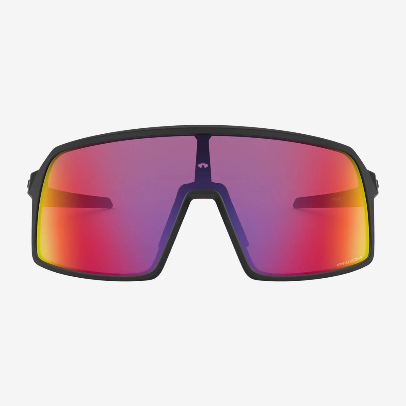 Eine Oakley Sutro S Prizm Road Sportbrille mit schwarzem Rahmen und verspiegelten Prizm Road Gläsern