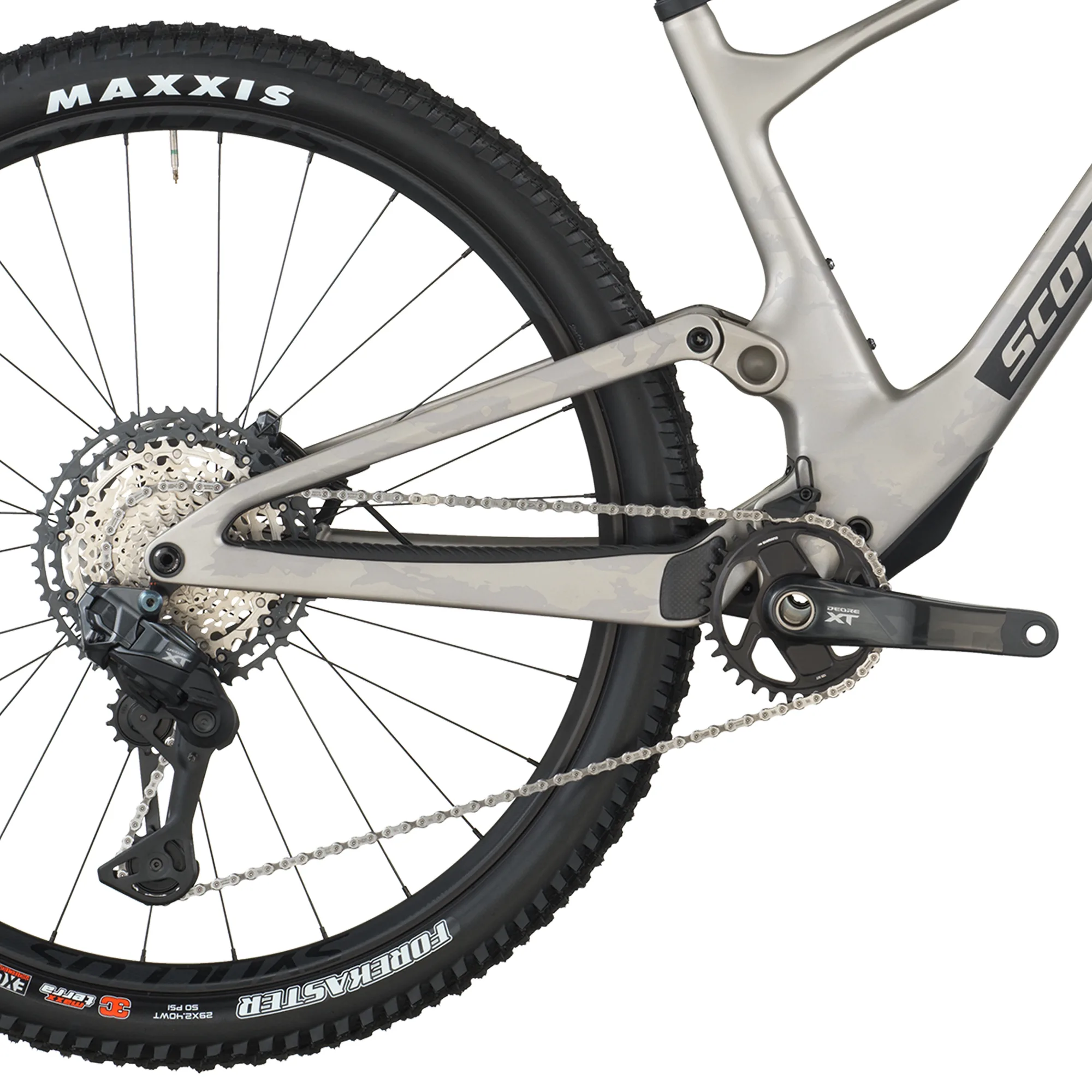 Hinterradnabe, Kassette, Schaltwerk und Kurbelgarnitur des SCOTT Spark 910 Mountainbikes.