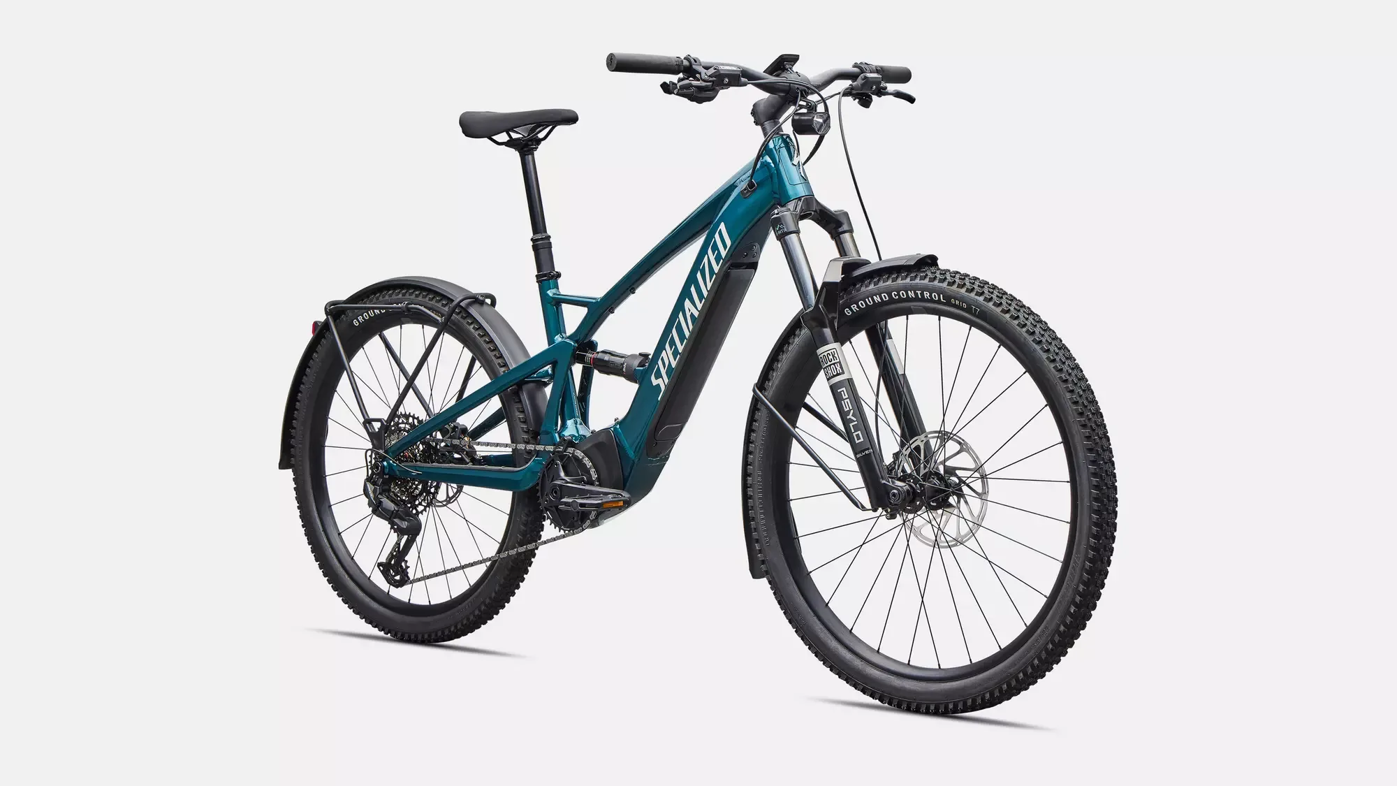Seitenansicht eines Specialized Turbo Tero X 5.0 E-Bikes in Gloss Emerald Metallic