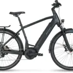 Stevens E-Triton 6.6.1 HT E-Hardtail Fahrrad in Schwarz, mit Bosch Performance Line Motor, PowerTube Akku, Federgabel, Schutzblechen, Gepäckträger und Shimano Schaltung.