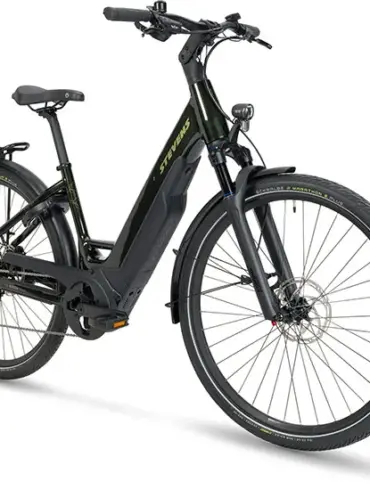 Stevens E-Triton 7.7.1 E-Trekkingrad in dunkelgrün, mit Bosch Performance Line CX Motor und großem Akku.