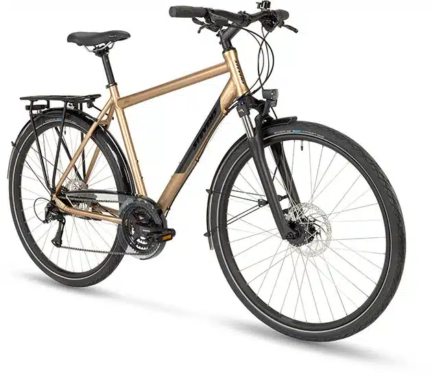 Stevens Jazz HT Trekkingrad mit Aluminiumrahmen, Federgabel, Nabendynamo und kompletter Alltagsausstattung.