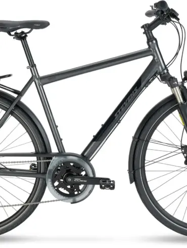 Ein Stevens Savoie HT Fahrrad in Phantom Grey, seitlich abgebildet auf weißem Hintergrund, mit Fokus auf Rahmen, Laufräder und Ausstattung.