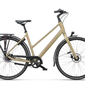 Goldenes Batavus Senz Active Exclusive Fahrrad, geeignet für Pendler und den Stadtverkehr.